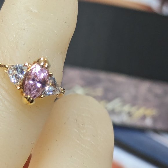 Promise Ring Pink Sapphire Cubic Zirconia October BirthStone 1ct - Picture 3 of 12